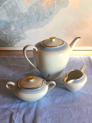 Danish teapot with sugar and milk