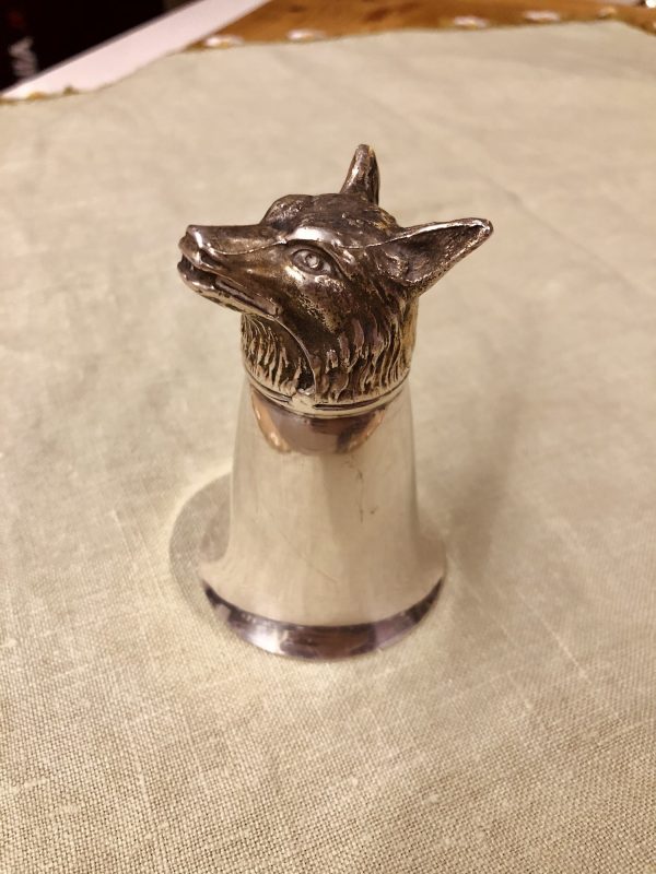 Silver Fox head Stirrup cup
